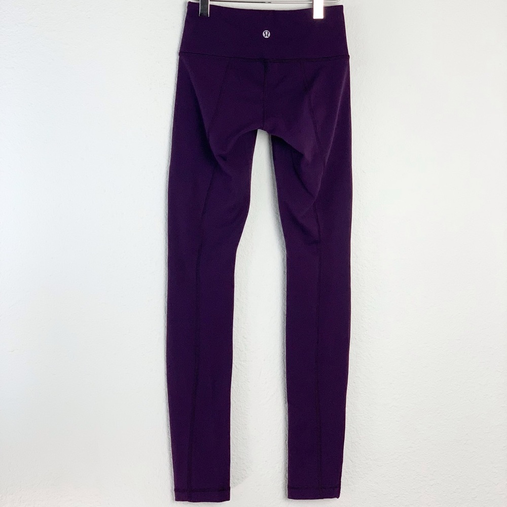 Lululemon Purple Side Gathered Satin Detail Leggings Sz 2 - Picture 8 of 13